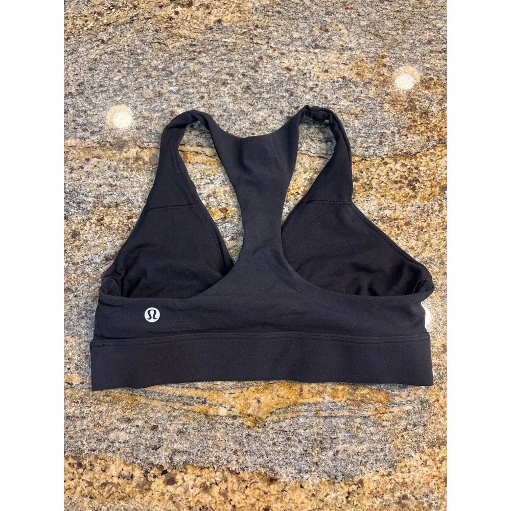 Lululemon Sweet Awakenings Bra Sports Bra Black Twisted Front Racerback Size 6